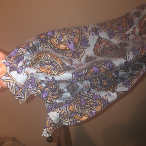 CHLOE Silk Blouse/ Bold Purple, Teal, and Mustard / Bell Sleeves - Picture 4 of 5